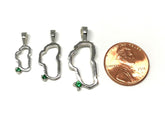 Large 14 Karat White Gold Lake Tahoe Outline Pendant with One 2.5mm Ro